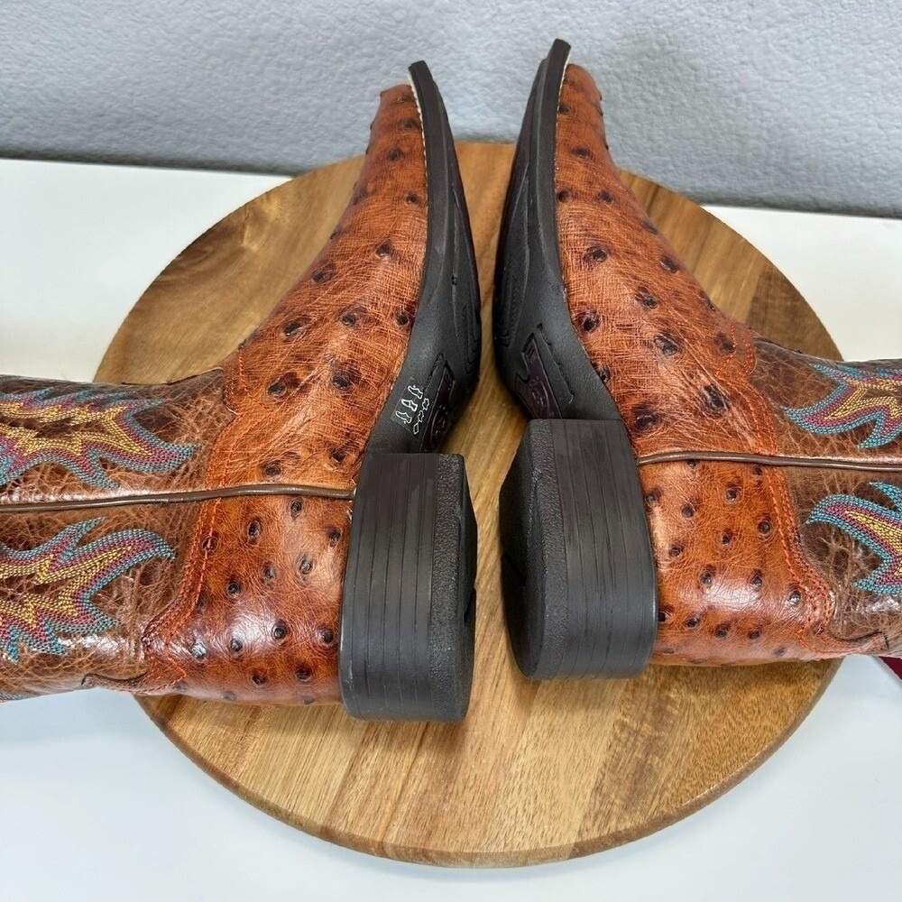 Ariat Tombstone Ostrich Print Western Cowboy Boots Premium Leather 5.5B NEW - Picture 3 of 13